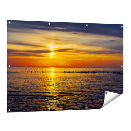 Tuinposter vooraanzicht Zonsondergang In De Zee