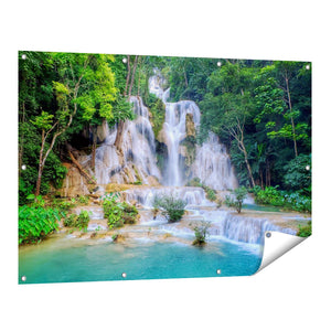 Canvas Drieluik Schilderij Waterval In Het Tropische Natuur Canvas Drieluik Schilderij Waterval In Het Tropische Natuur