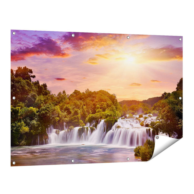 Tuinposter vooraanzicht Watervallen In Het Bos