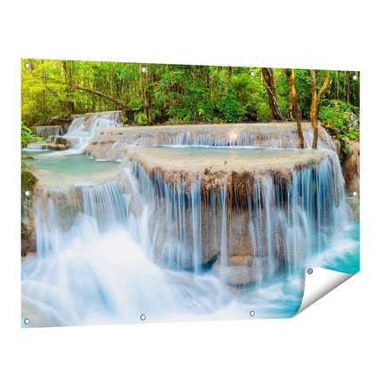 Tuinposter vooraanzicht Waterval In Het Bos In Thailand