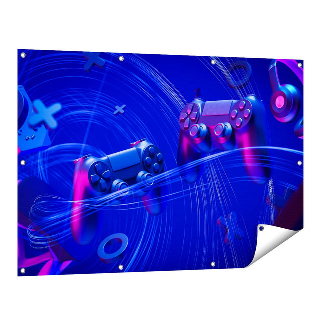 Tuinposter vooraanzicht Twee Gaming Controllers - Gamen