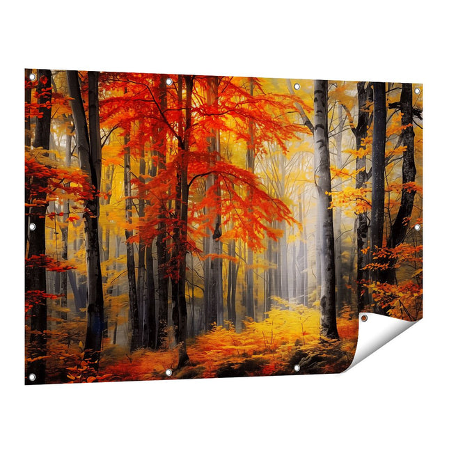 Tuinposter vooraanzicht Bos in de Herfst