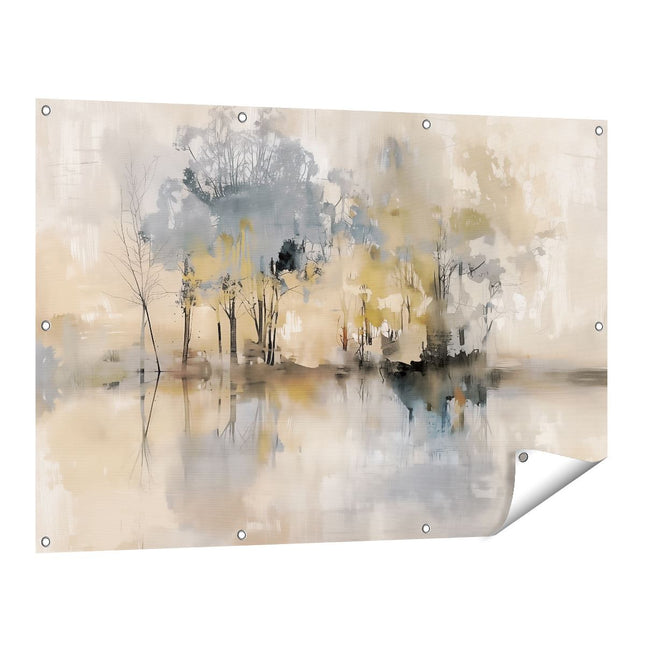 Tuinposter vooraanzicht Kunstwerk van Bomen in het Water
