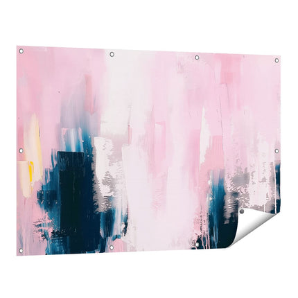 Tuinposter vooraanzicht Abstract Kunstwerk in Roze en Zwart