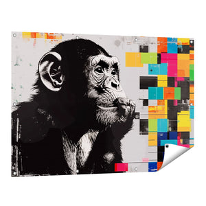 Tuinposter vooraanzicht Chimpansee met een Sigaret in zijn Mond