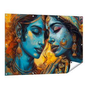 Tuinposter vooraanzicht Twee Indiase Vrouwen Kussen Elkaar