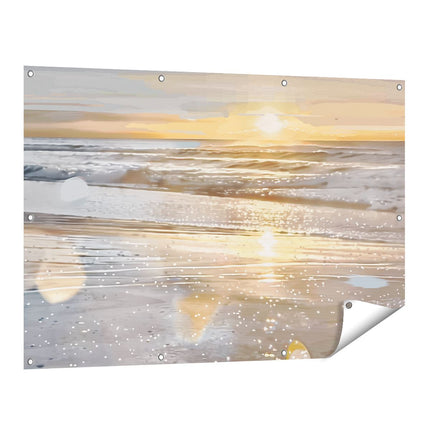 Tuinposter vooraanzicht Kunstwerk van een Zonsondergang op een Strand
