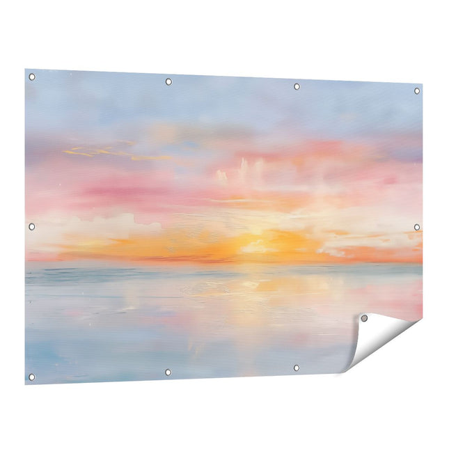 Tuinposter vooraanzicht Aquarelkunstwerk van een Zonsondergang