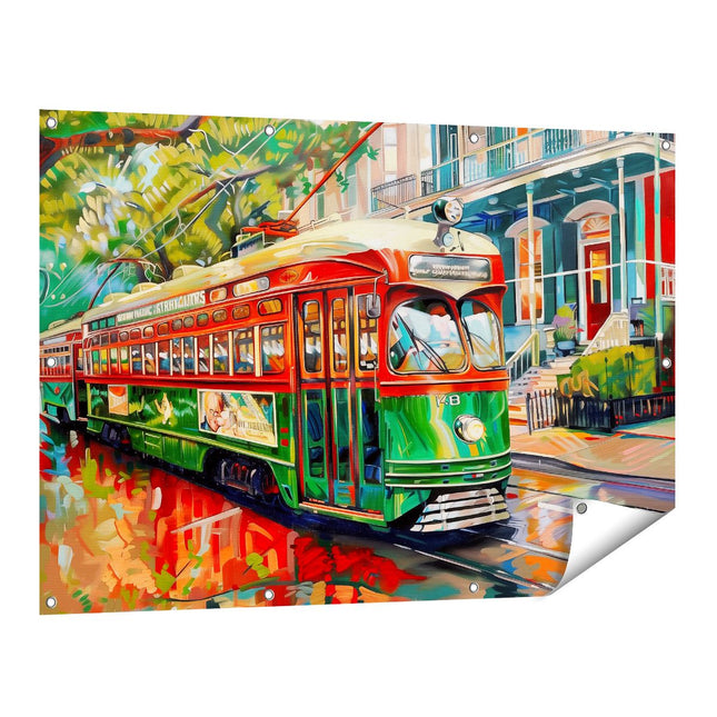 Tuinposter vooraanzicht Kunstwerk van een Tram in New Orleans
