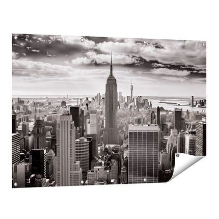 Tuinposter vooraanzicht Zwart Witfoto van de Skyline van New York