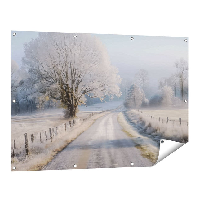 Tuinposter vooraanzicht IJzige Weg op het Platteland