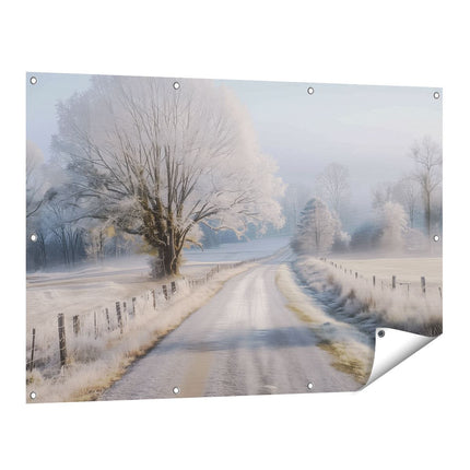 Tuinposter vooraanzicht IJzige Weg op het Platteland