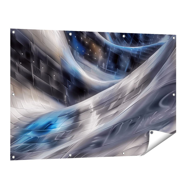 Tuinposter vooraanzicht Abstract Beeld van een Blauwe en Zilveren Ruimte