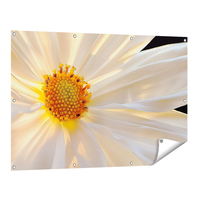 Tuinposter vooraanzicht Close-Up van een Witte Bloem