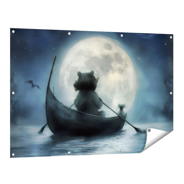 Tuinposter vooraanzicht Teddybeer in een Boot