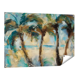 Tuinposter vooraanzicht Kunstwerk van Palmbomen op het Strand