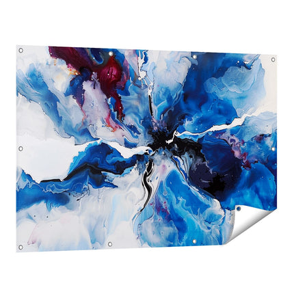 Tuinposter vooraanzicht Abstract Kunstwerk van een Blauwe Bloem