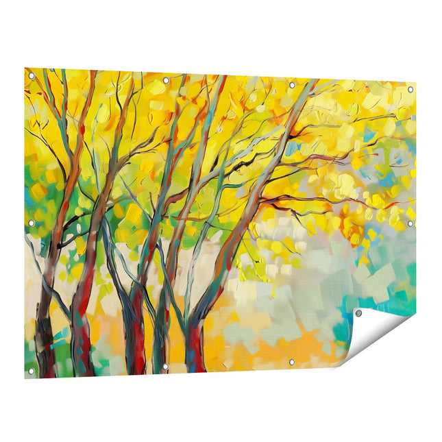 Tuinposter vooraanzicht Kunstwerk van Bomen in de Herfst