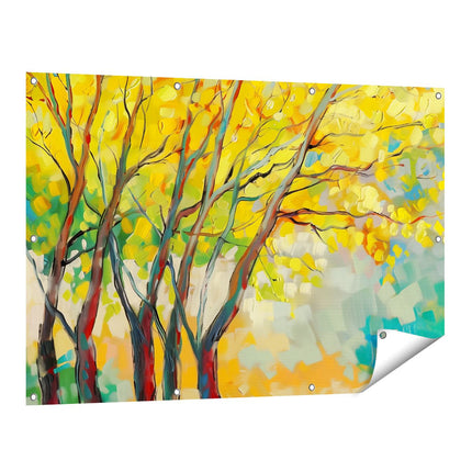 Tuinposter vooraanzicht Kunstwerk van Bomen in de Herfst
