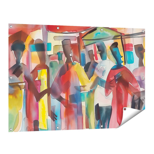 Tuinposter vooraanzicht Kunstwerk van een Groep Mensen
