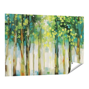 Tuinposter vooraanzicht Groene Bomen in het Bos