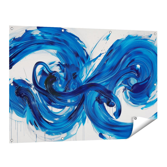 Tuinposter vooraanzicht Abstract Kunstwerk van Blauwe Wervelingen