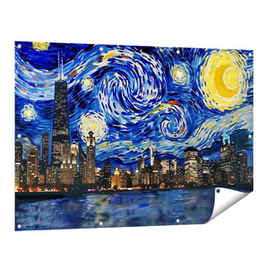 Tuinposter vooraanzicht Kunstwerk van de Sterrenhemel boven Chicago