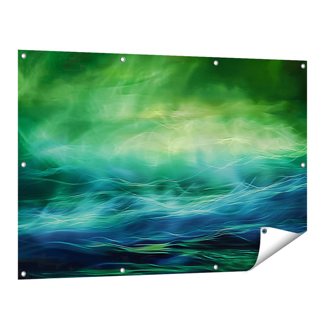 Tuinposter vooraanzicht Groene en Blauwe Oceaan met Golven