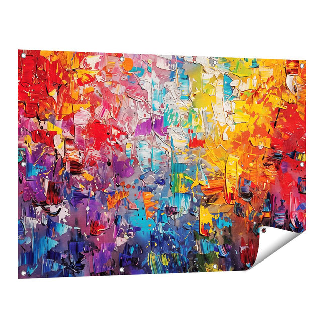Tuinposter vooraanzicht Kleurrijk Abstract Kunstwerk
