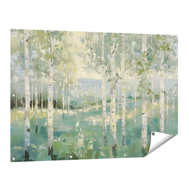 Tuinposter vooraanzicht Kunstwerk van een Berkenbos