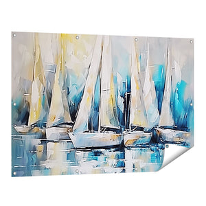 Tuinposter vooraanzicht Kunstwerk van Zeilboten in het Water