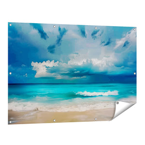 Tuinposter vooraanzicht Stormachtige Lucht boven een Strand