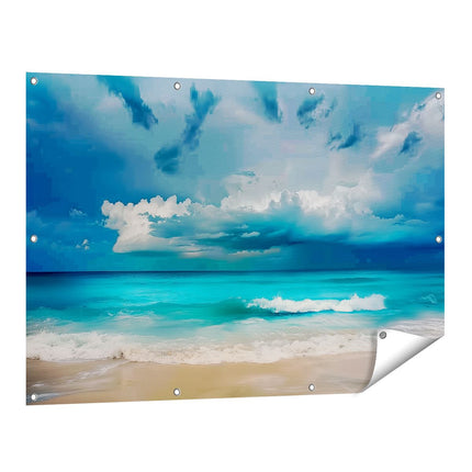 Tuinposter vooraanzicht Stormachtige Lucht boven een Strand