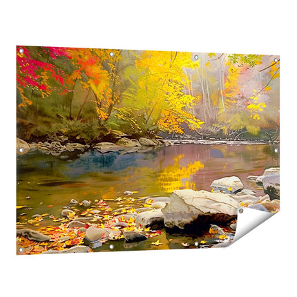 Tuinposter vooraanzicht Kunstwerk van een Rivier in de Herfst