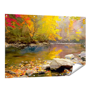 Tuinposter vooraanzicht Kunstwerk van een Rivier in de Herfst