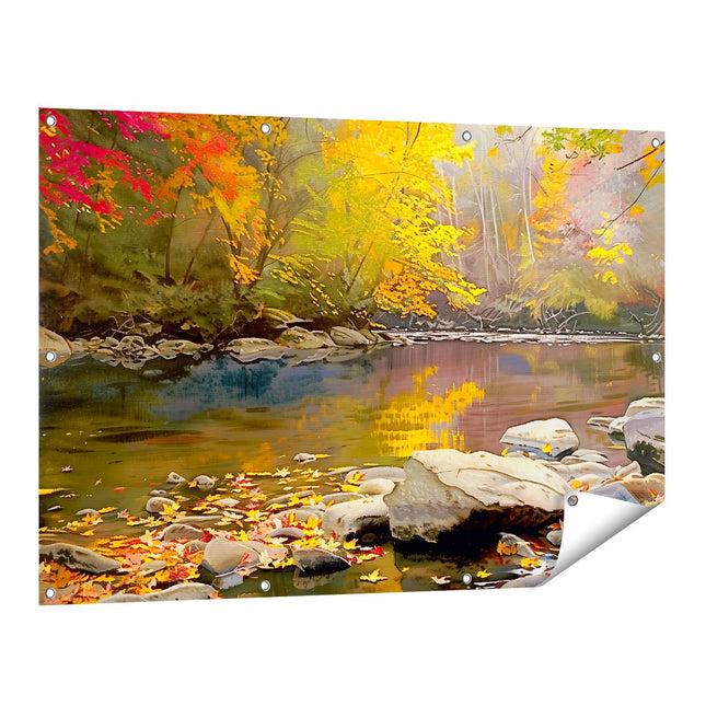 Tuinposter vooraanzicht Kunstwerk van een Rivier in de Herfst