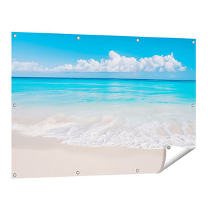 Tuinposter vooraanzicht Wit Zandstrand met Blauw Water
