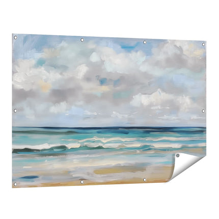 Tuinposter vooraanzicht Kunstwerk van een Strand met Wolken