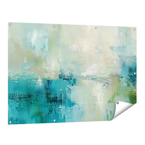 Tuinposter vooraanzicht Abstract Kunstwerk van Blauw en Groen