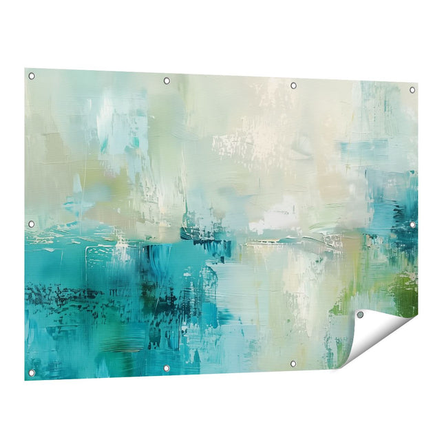 Tuinposter vooraanzicht Abstract Kunstwerk van Blauw en Groen