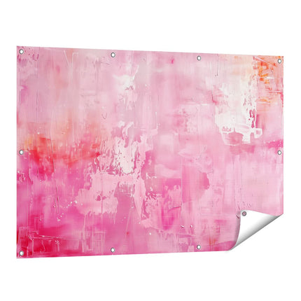 Tuinposter vooraanzicht Abstract Kunstwerk met Roze en Oranje Kleuren