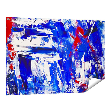 Tuinposter vooraanzicht Abstract Kunstwerk - Rood, Wit en Blauw