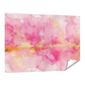 Tuinposter vooraanzicht Roze Aquarelkunstwerk op een Witte Achtergrond
