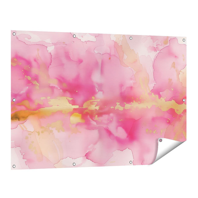 Tuinposter vooraanzicht Roze Aquarelkunstwerk op een Witte Achtergrond