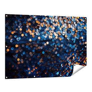 Tuinposter vooraanzicht Blauwe en Oranje Achtergrond met veel Glitters