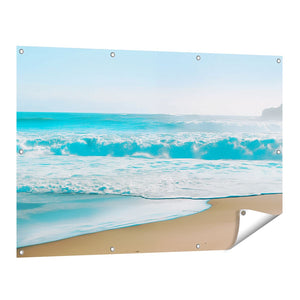 Tuinposter vooraanzicht Zandstrand met Golven