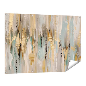 Tuinposter vooraanzicht Abstract Kunstwerk met Gouden en Beige Kleuren