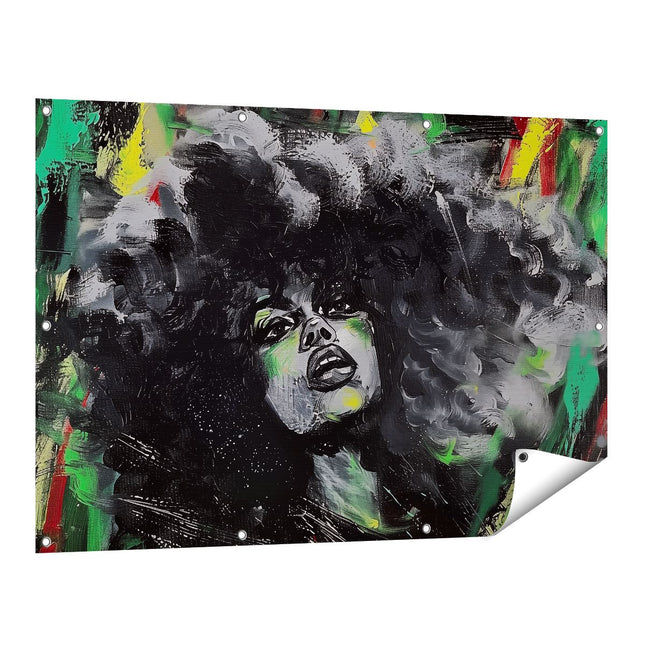 Tuinposter vooraanzicht Vrouw met een Afro