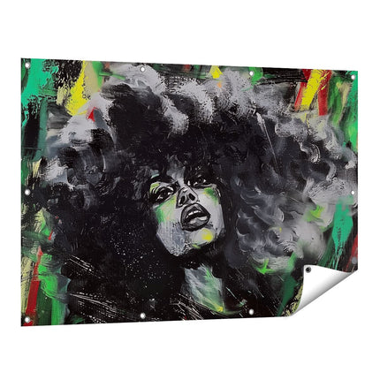 Tuinposter vooraanzicht Vrouw met een Afro