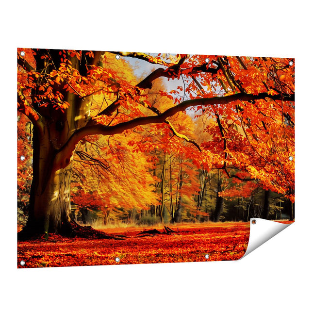 Tuinposter vooraanzicht Boom met Bladeren